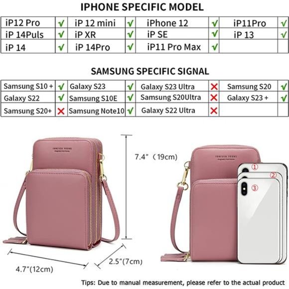 Small Crossbody Cell Phone Purse Women Mini Messenger Shoulder Handbag Wallet - Picture 2 of 6